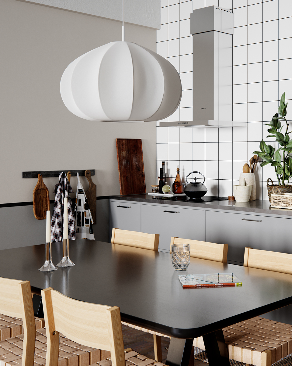 Ebba Ø60 Wit hanglamp Van By Rydéns - Ebba is gemaakt van dunne, witte stof die een vrouwelijke uitstraling geeft en een zacht licht door het delicate materiaal verspreidt.