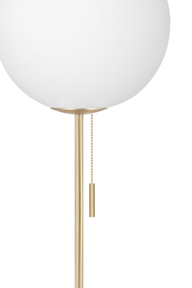 Torrano Bruin marmer vloerlamp Van Globen Lighting - Torrano heeft een voet van prachtig massief steen, metalen details en een glazen kap van mat wit glas.