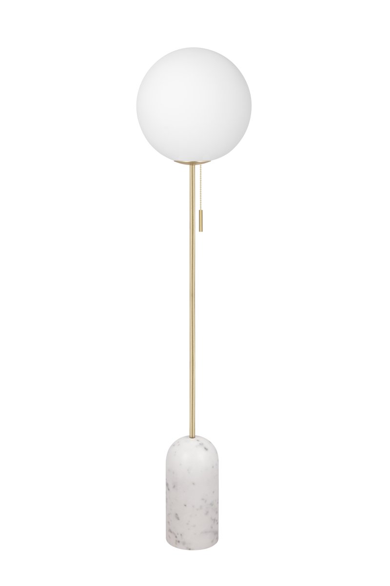Torrano Wit marmer vloerlamp Van Globen Lighting - Torrano heeft een voet van prachtig massief steen, metalen details en een glazen kap van mat wit glas.