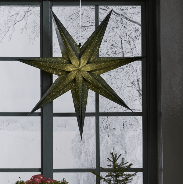 Holly Ø75 Groente Van Star Trading - De ster zorgt voor een kerstsfeer in huis en heeft een mooi kralenpatroon dat een aangename gloed geeft.
