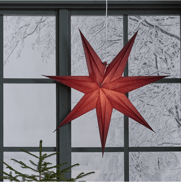 Holly Ø60 ROOD Van Star Trading - De ster zorgt voor een kerstsfeer in huis en heeft een mooi kralenpatroon dat een aangename gloed geeft.