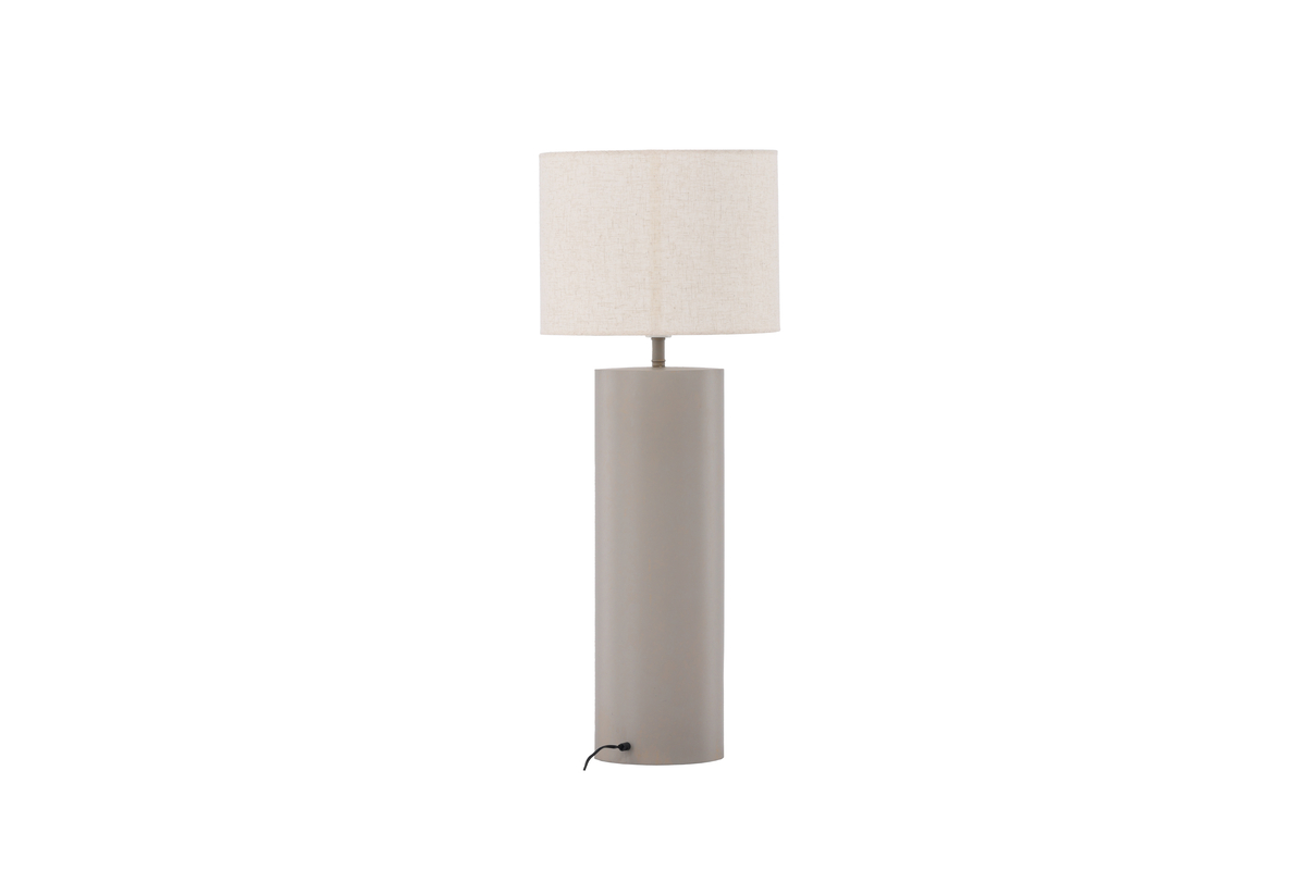 Umeå Grijs vloerlamp Van Venture Design - De ronde lampenvoet in grijs zorgt samen met de lampenkap in lichtgrijs linnen voor een luxe uitstraling in huis.