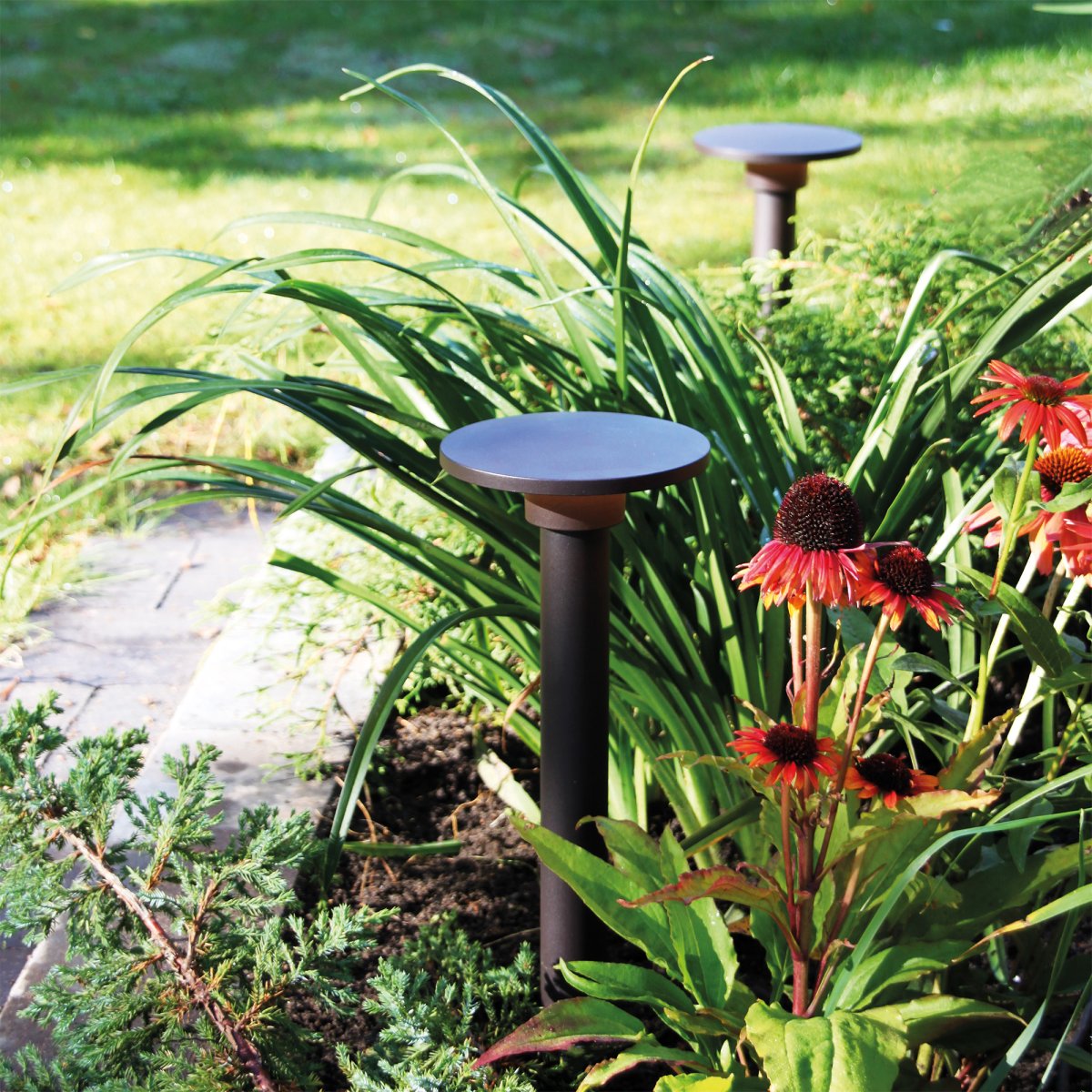Orbit Donkergrijs Van Lightson - Ook is het effectief als u de lamp rechtop in een bloemperk plaatst en de omringende planten verlicht.