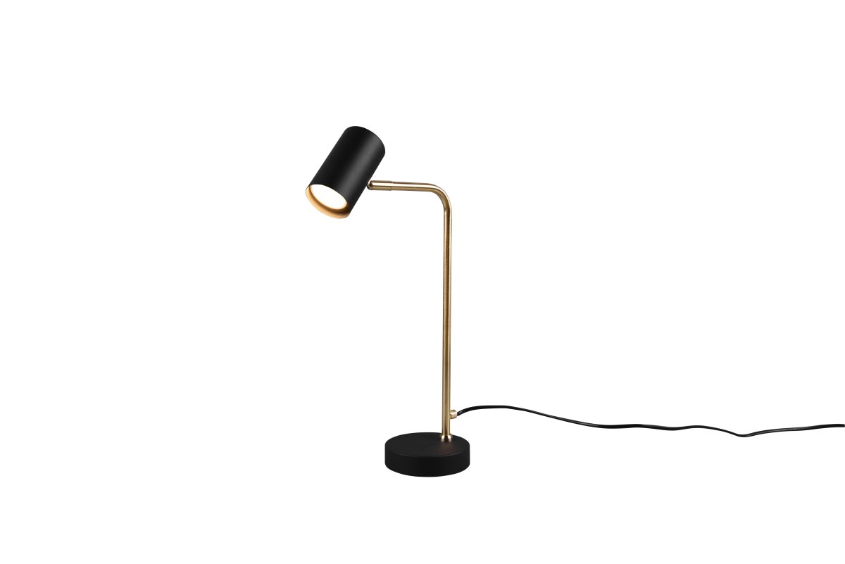 Marley 45cm Mat messing bureaulamp Van Trio Lighting - De moderne combinatie van matzwart en matmessing zorgt voor stijlvolle contrasten en verfraait het interieur.