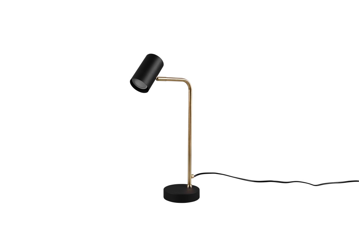 Marley 45cm Mat messing bureaulamp Van Trio Lighting - De moderne combinatie van matzwart en matmessing zorgt voor stijlvolle contrasten en verfraait het interieur.