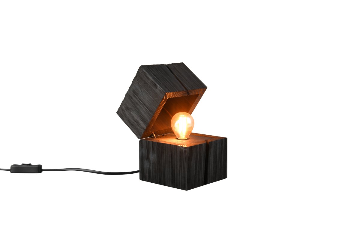 Treasure 16cm Zwart tafellamp Van Trio Lighting - Een deurschakelaar zorgt ervoor dat de lamp automatisch aangaat wanneer het deksel wordt geopend en blijft branden.