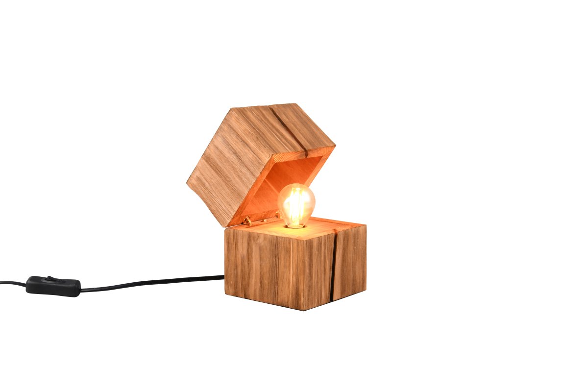 Treasure 16cm Natuur tafellamp Van Trio Lighting - Een deurschakelaar zorgt ervoor dat de lamp automatisch aangaat wanneer het deksel wordt geopend en blijft branden.