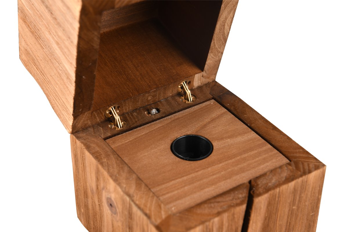 Treasure 16cm Natuur tafellamp Van Trio Lighting - Een deurschakelaar zorgt ervoor dat de lamp automatisch aangaat wanneer het deksel wordt geopend en blijft branden.