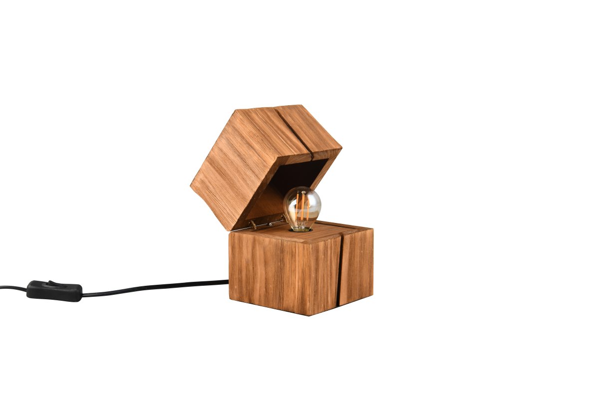 Treasure 16cm Natuur tafellamp Van Trio Lighting - Een deurschakelaar zorgt ervoor dat de lamp automatisch aangaat wanneer het deksel wordt geopend en blijft branden.