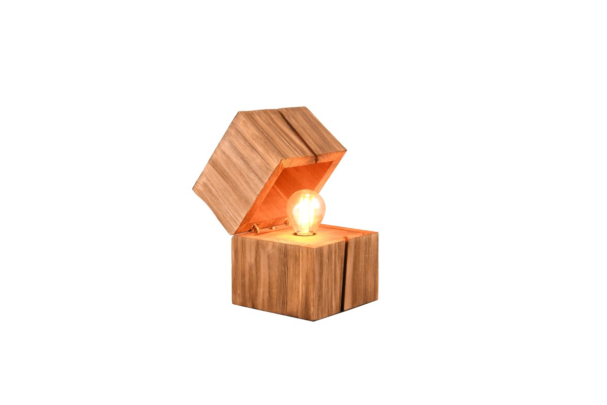 Treasure 16cm Natuur tafellamp Van Trio Lighting - Een deurschakelaar zorgt ervoor dat de lamp automatisch aangaat wanneer het deksel wordt geopend en blijft branden.