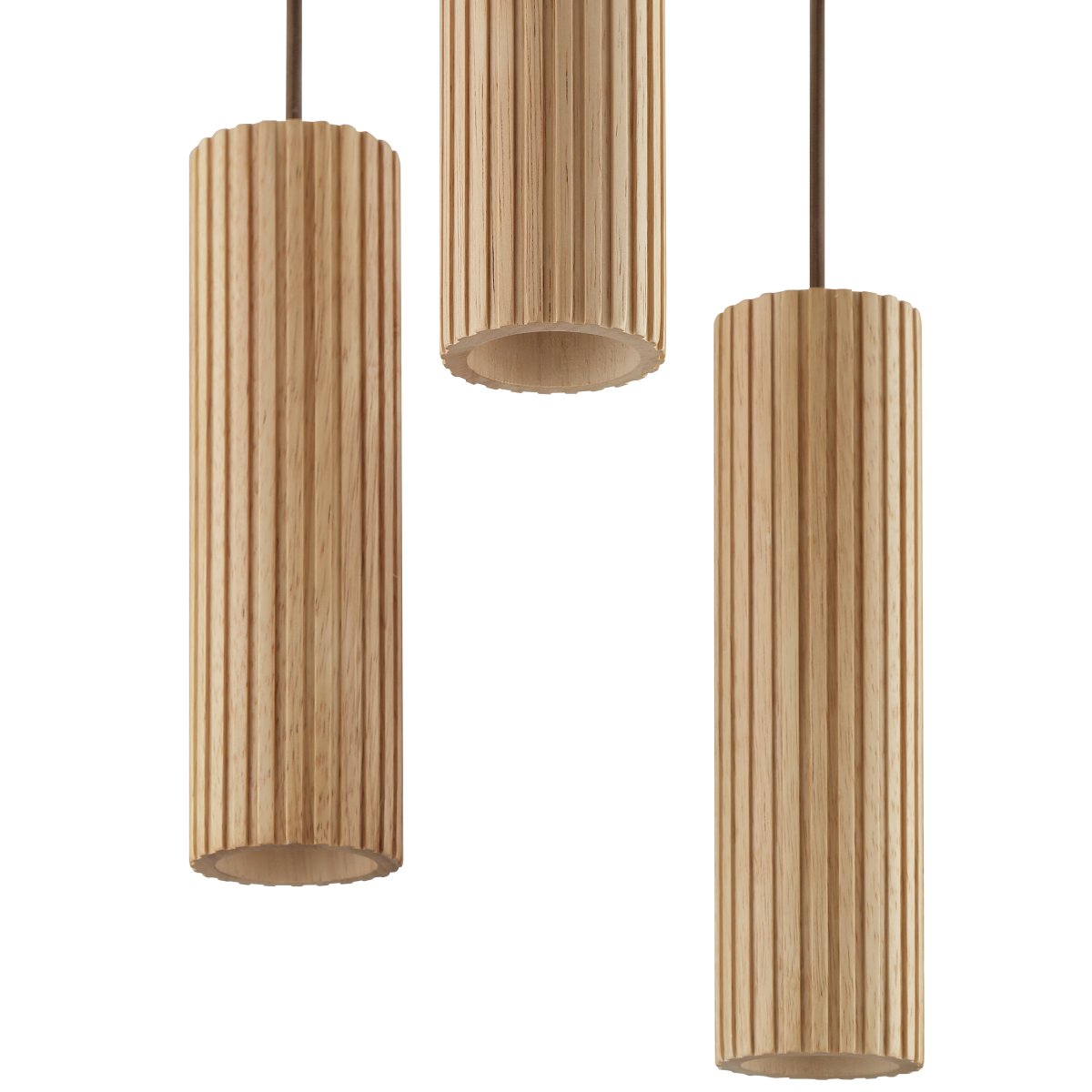 Lakewood Ø28 Hout hanglamp Van Brilliant - De pendels hangen aan een ronde plafondkap van bijpassend bruin metaal en de hoogte kan tijdens de installatie worden aangepast aan de ruimte en de gewenste sfeer.