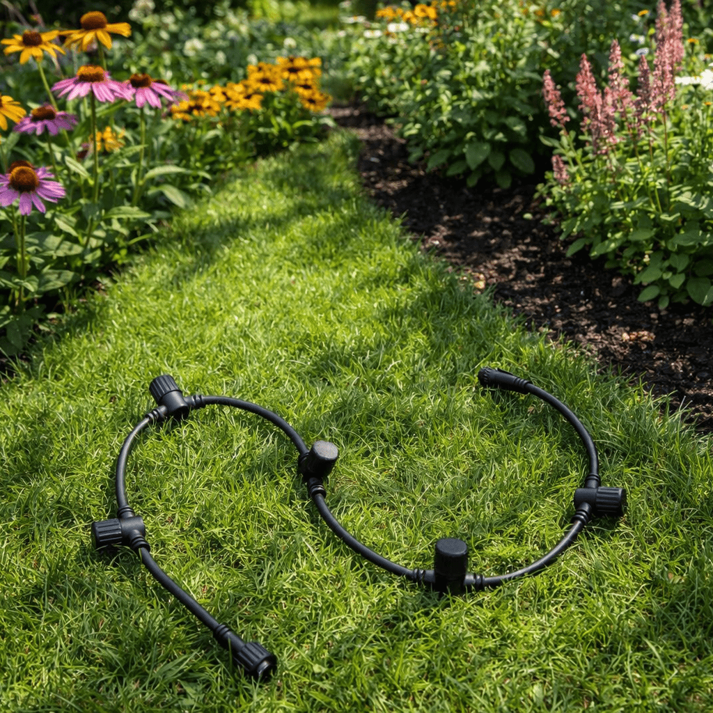 Grenkabel 1m Zwart Van Lightson - Sluit de stopcontacten die u niet gebruikt eenvoudig af met de meegeleverde rubberen afdichting en schroefdop.