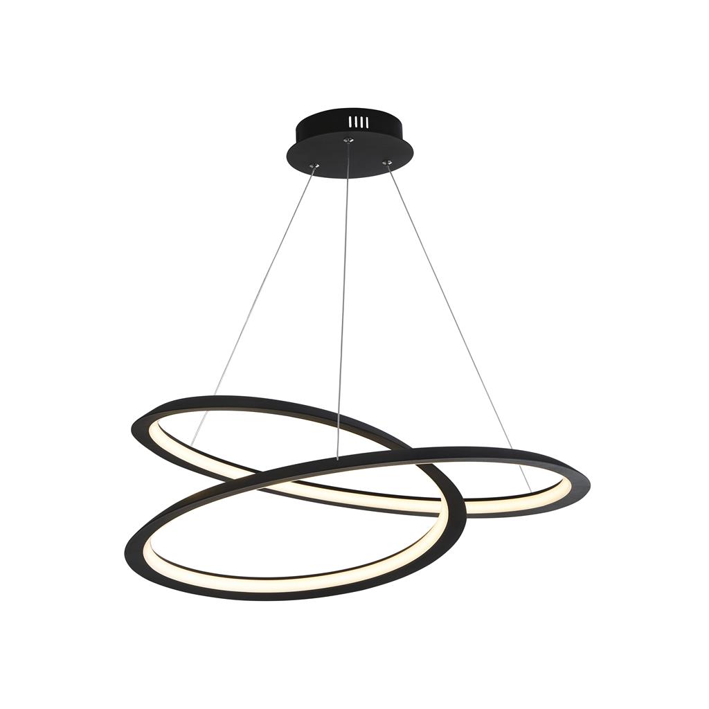 Swirl Ø60 Zwart hanglamp Van Searchlight - Swirl is een stijlvolle hanglamp die zachte vormen combineert met een uniforme kleurencombinatie - perfect voor moderne en industrieel geïnspireerde woningen.