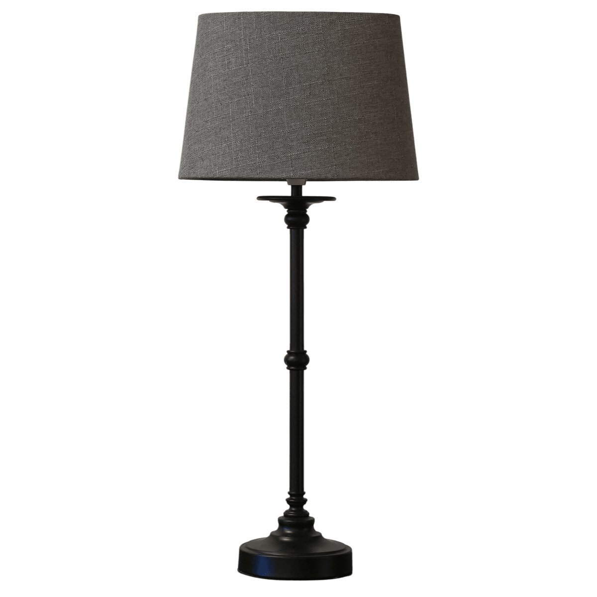Axel 60cm Zwart tafellamp Van Lampan - De ovale kap van grijs textiel vormt een mooie aanvulling op de lampvoet en zorgt voor een zacht en aangenaam licht.