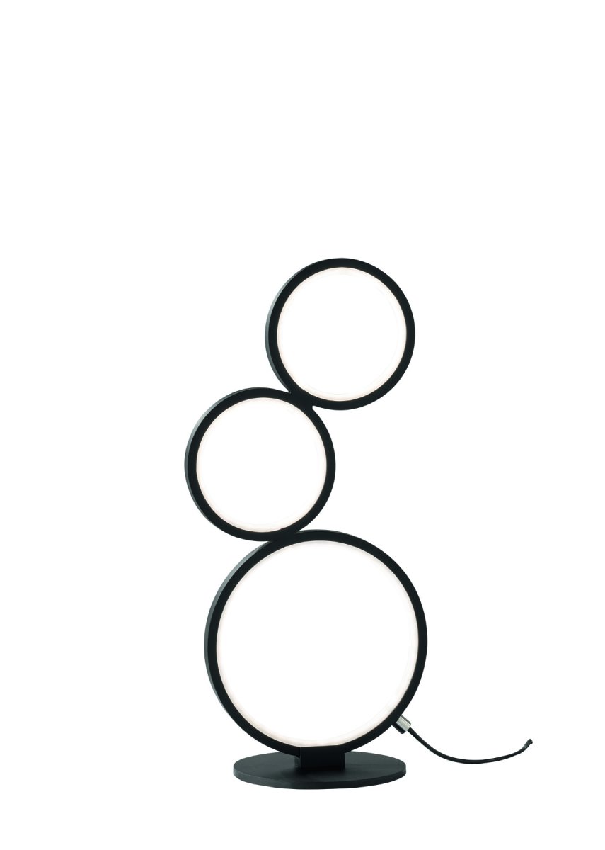 Rondo 45cm Zwart tafellamp Van Trio Lighting - De 45 cm hoge lamp beschikt over een geïntegreerde dimmer die u via de snoerschakelaar kunt bedienen, waarmee u de helderheid van de lamp flexibel kunt aanpassen.