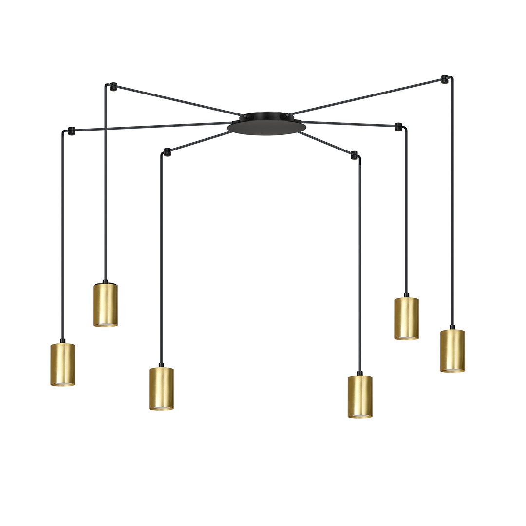 Traker 6 Goud hanglamp Van Emibig Lighting - Traker is een plafondlamp in de vorm van een spin die dankzij de lange buizen veel mogelijkheden biedt.