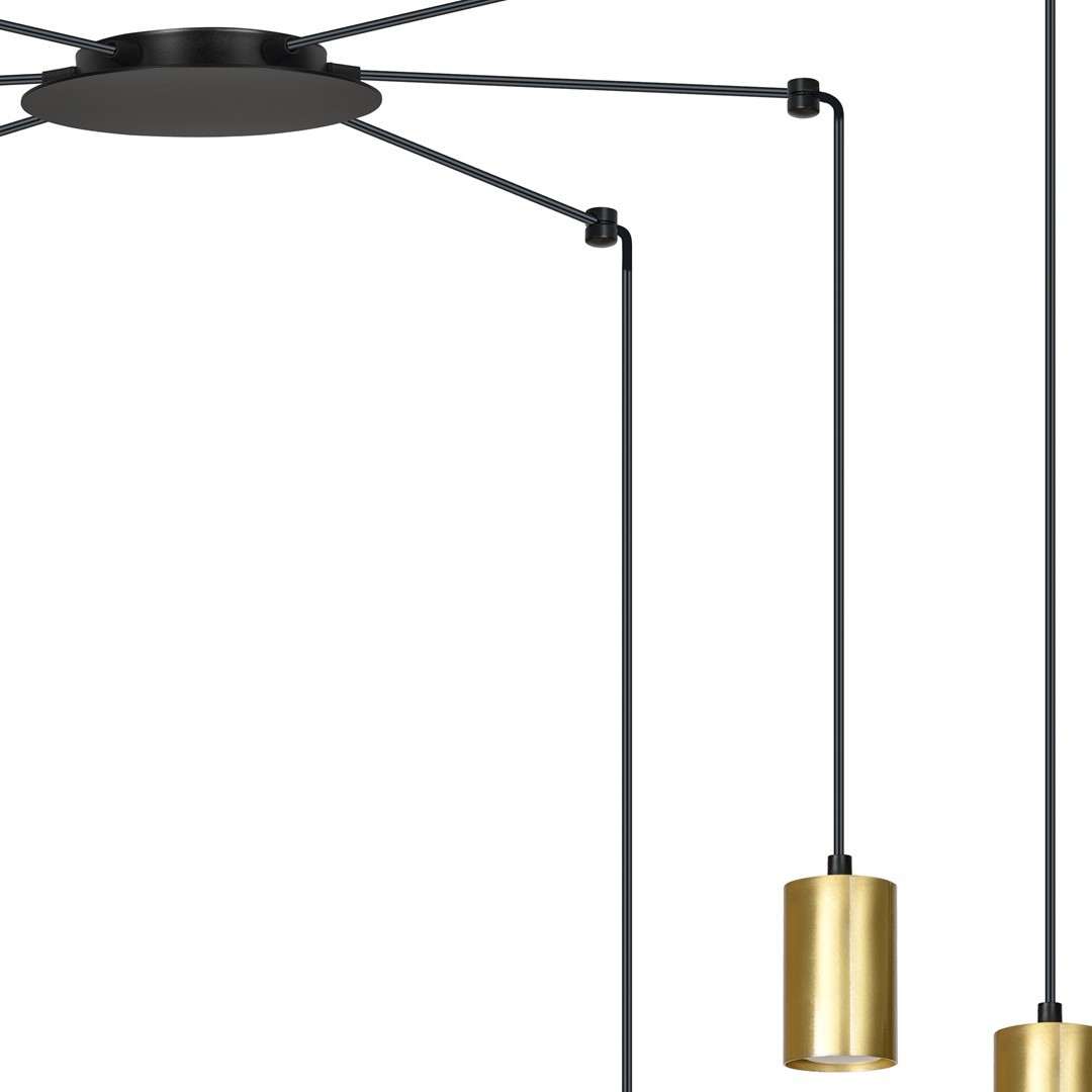 Traker 6 Goud hanglamp Van Emibig Lighting - Traker is een plafondlamp in de vorm van een spin die dankzij de lange buizen veel mogelijkheden biedt.