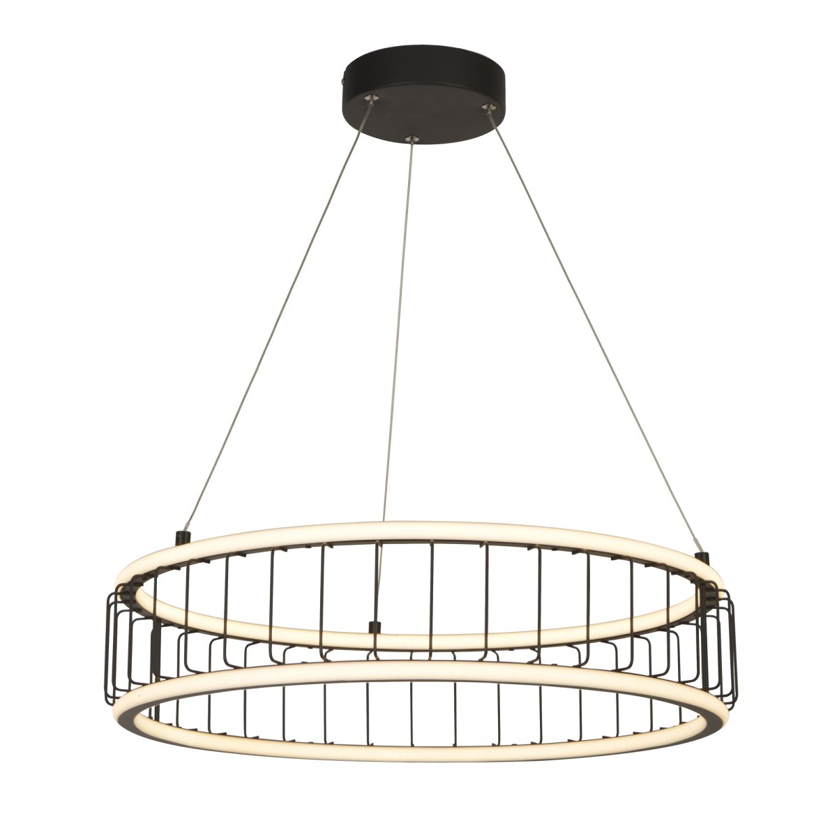 Circolo Ø57 Zand zwart hanglamp Van Searchlight - Deze unieke eigenschap zorgt voor een evenwichtige en gelijkmatig verdeelde verlichting, perfect voor in de woonkamer, hal, keuken of boven de eettafel.