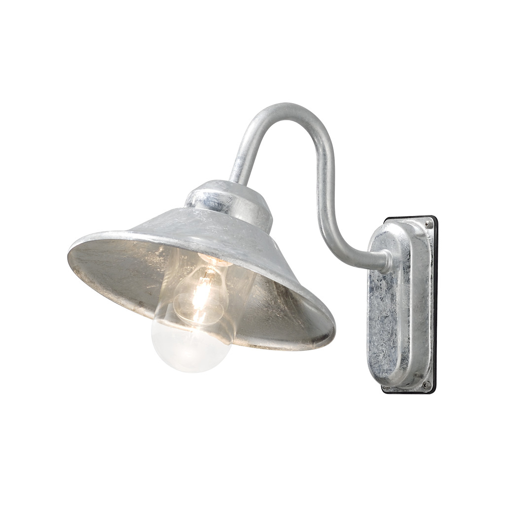 Vega Gegalvaniseerd staal buitenlamp Van Konstsmide - Dankzij de klassieke vorm en de grote kap creëert hij een aangenaam en gericht licht, ideaal voor entrees en terrassen.