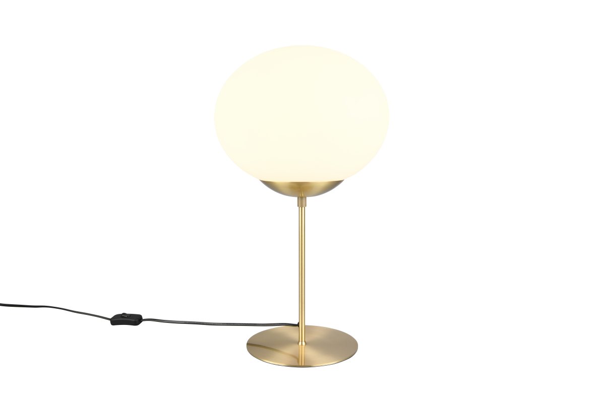 Fomento 52cm Mat messing tafellamp Van Trio Lighting - De combinatie van mat messing en wit glas creëert een gevoel van luxe en verfijning.