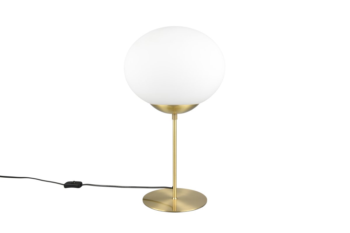 Fomento 52cm Mat messing tafellamp Van Trio Lighting - De combinatie van mat messing en wit glas creëert een gevoel van luxe en verfijning.