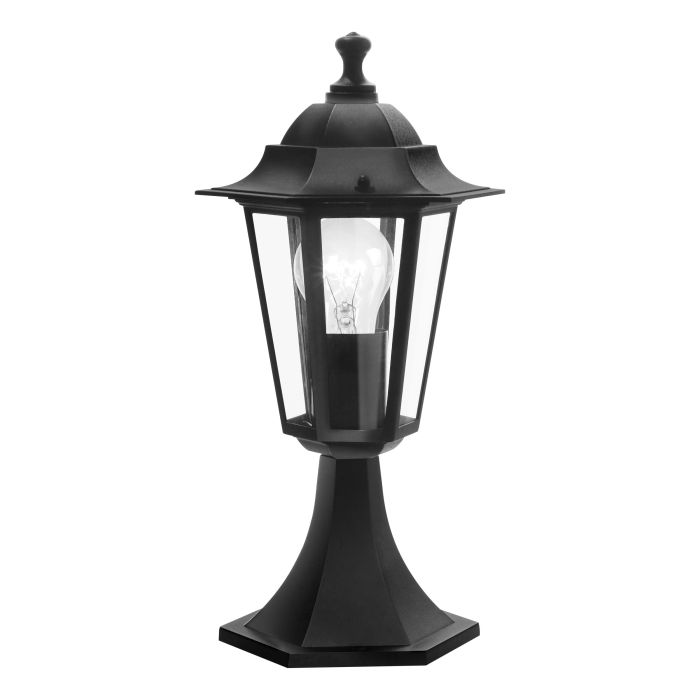 Laterna 38cm Zwart Van Eglo - Gemaakt van robuust materiaal en voorzien van helder glas voor een optimale lichtverdeling, zorgt het voor een warm, uitnodigend licht bij entrees, tuinen en opritten.