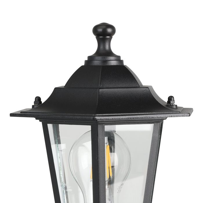 Laterna 38cm Zwart Van Eglo - Gemaakt van robuust materiaal en voorzien van helder glas voor een optimale lichtverdeling, zorgt het voor een warm, uitnodigend licht bij entrees, tuinen en opritten.