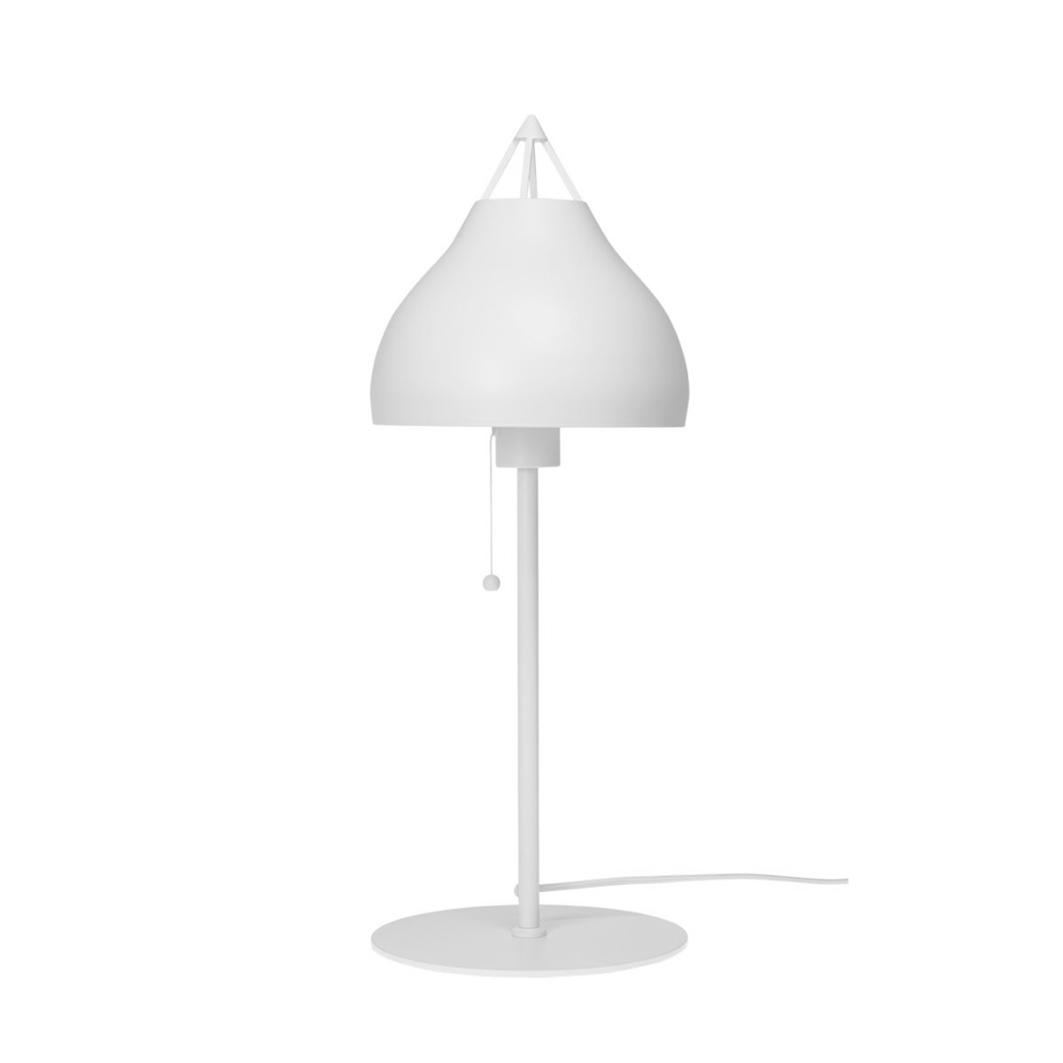 Pyra 60cm Wit tafellamp Van Dyberg Larsen - De Pyra tafellamp in prachtig mat wit heeft een klassieke, Scandinavische stijl met een groot en elegant design dat een sfeervol licht verspreidt.