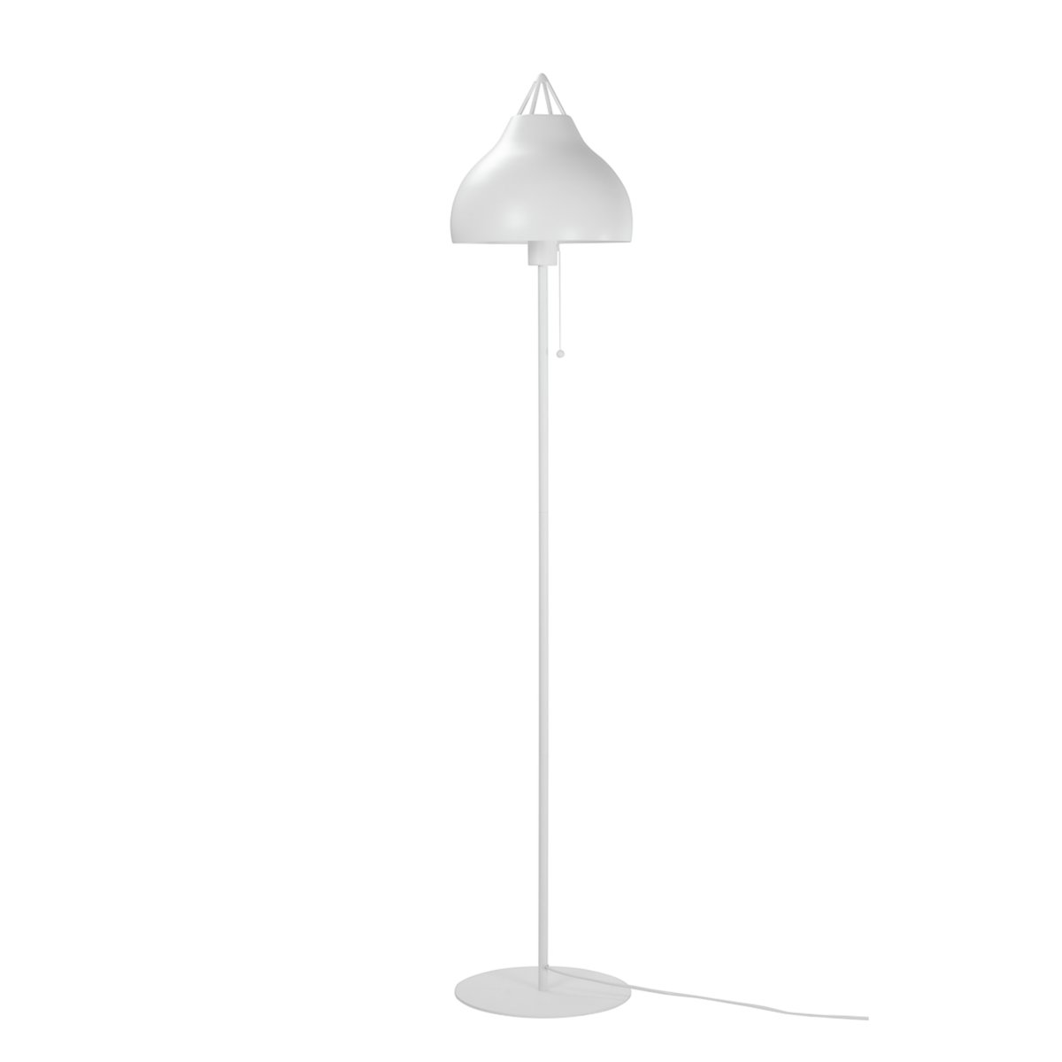 Pyra Wit vloerlamp Van Dyberg Larsen - De Pyra vloerlamp in prachtig mat wit heeft een klassiek, Scandinavisch design met een grote en elegante vorm die een zacht en sfeervol licht verspreidt.