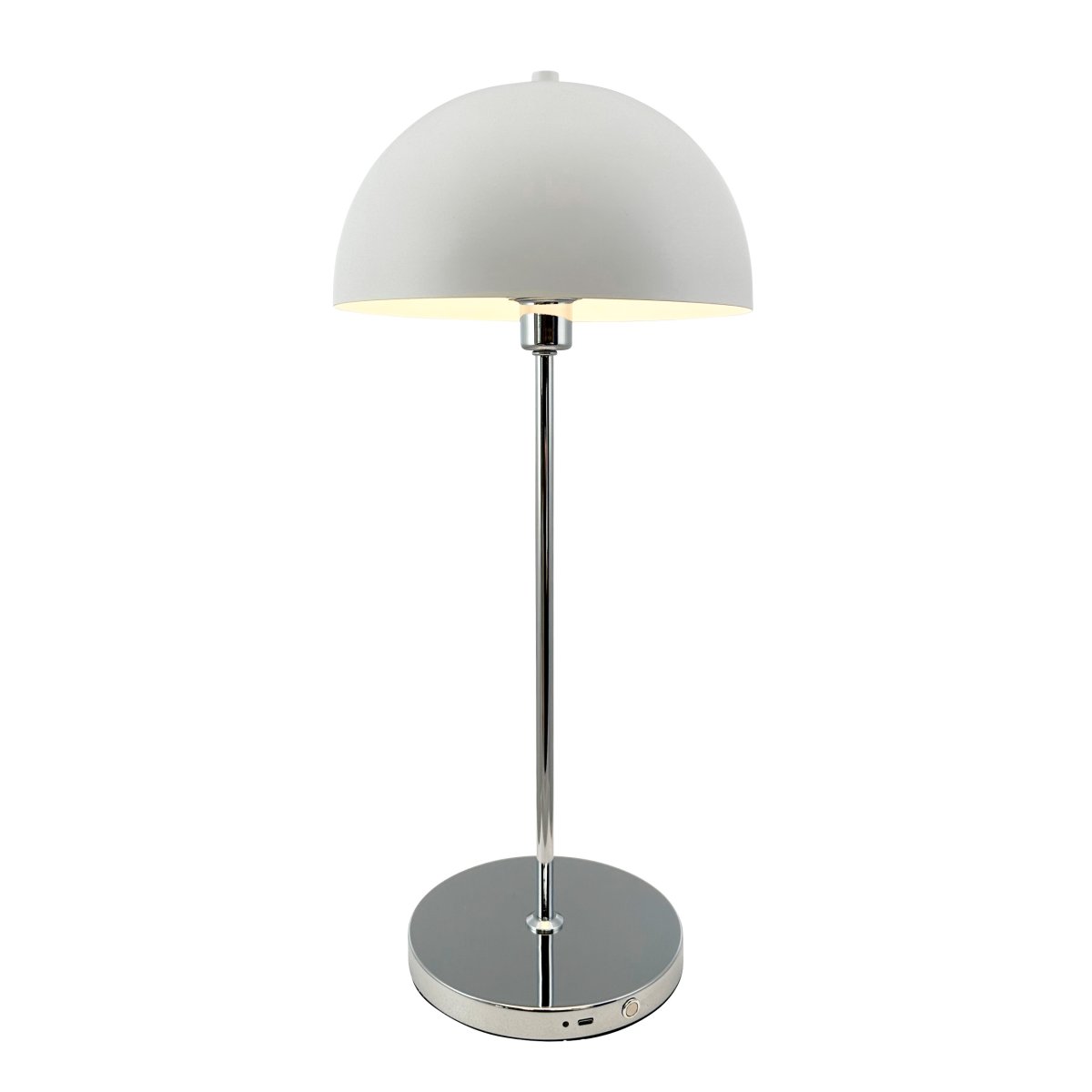 Lago 55cm Chroom Draagbare Van Dyberg Larsen - Den kan anv&auml;ndas b&aring;de inomhus och utomhus och har en batteritid p&aring; upp till &aring;tta timmar per laddning.