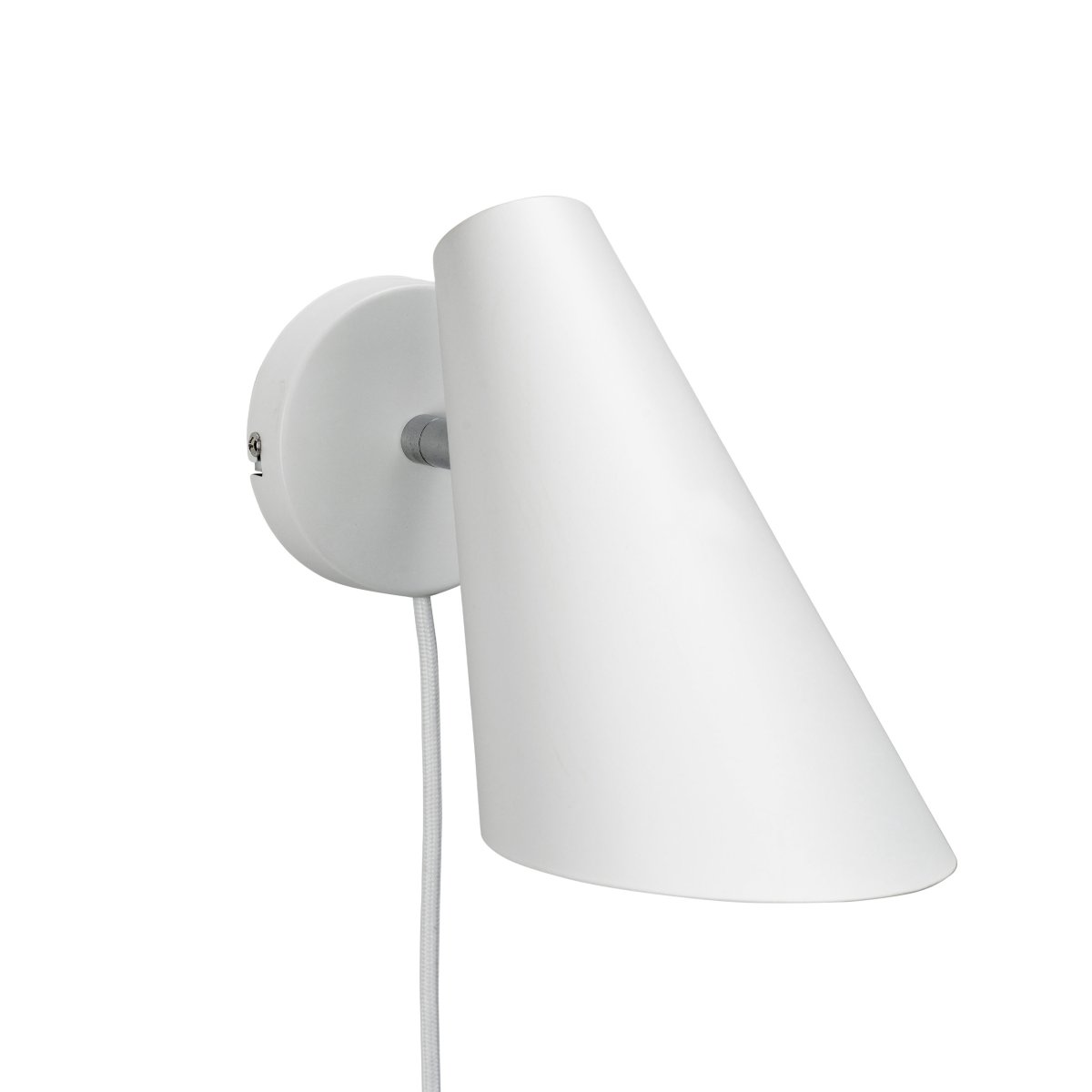 Cale 25cm Wit wandlamp Van Dyberg Larsen - De lamp is verkrijgbaar in matzwarte en witte metalen afwerkingen en de lampenkop kan vrij worden gedraaid voor optimale verlichting.