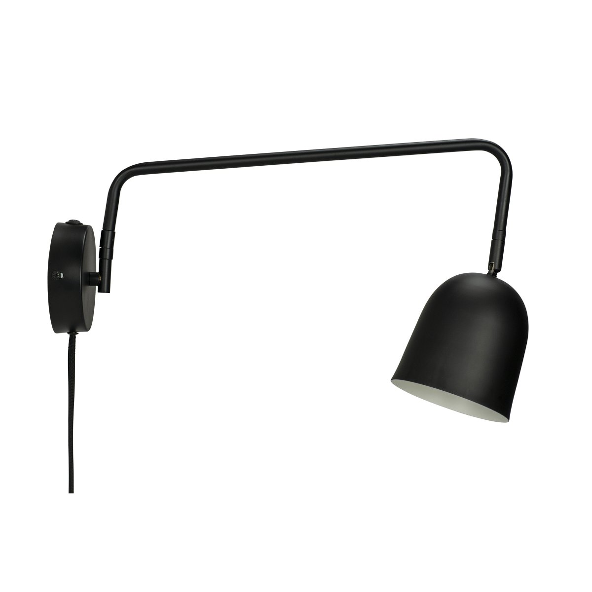 Manchester 45cm Zwart wandlamp Van Dyberg Larsen - De stroomonderbreker bevindt zich op de muurbevestiging en het snoer kan worden losgekoppeld als de lamp rechtstreeks op een fitting moet worden aangesloten.