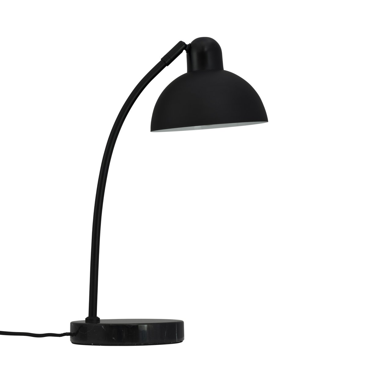 Eric 48cm Zwart bureaulamp Van Dyberg Larsen - Ontdek de elegante Eric tafellamp met zijn unieke marmeren voet en gebogen details die een verfijnde uitstraling geven.
