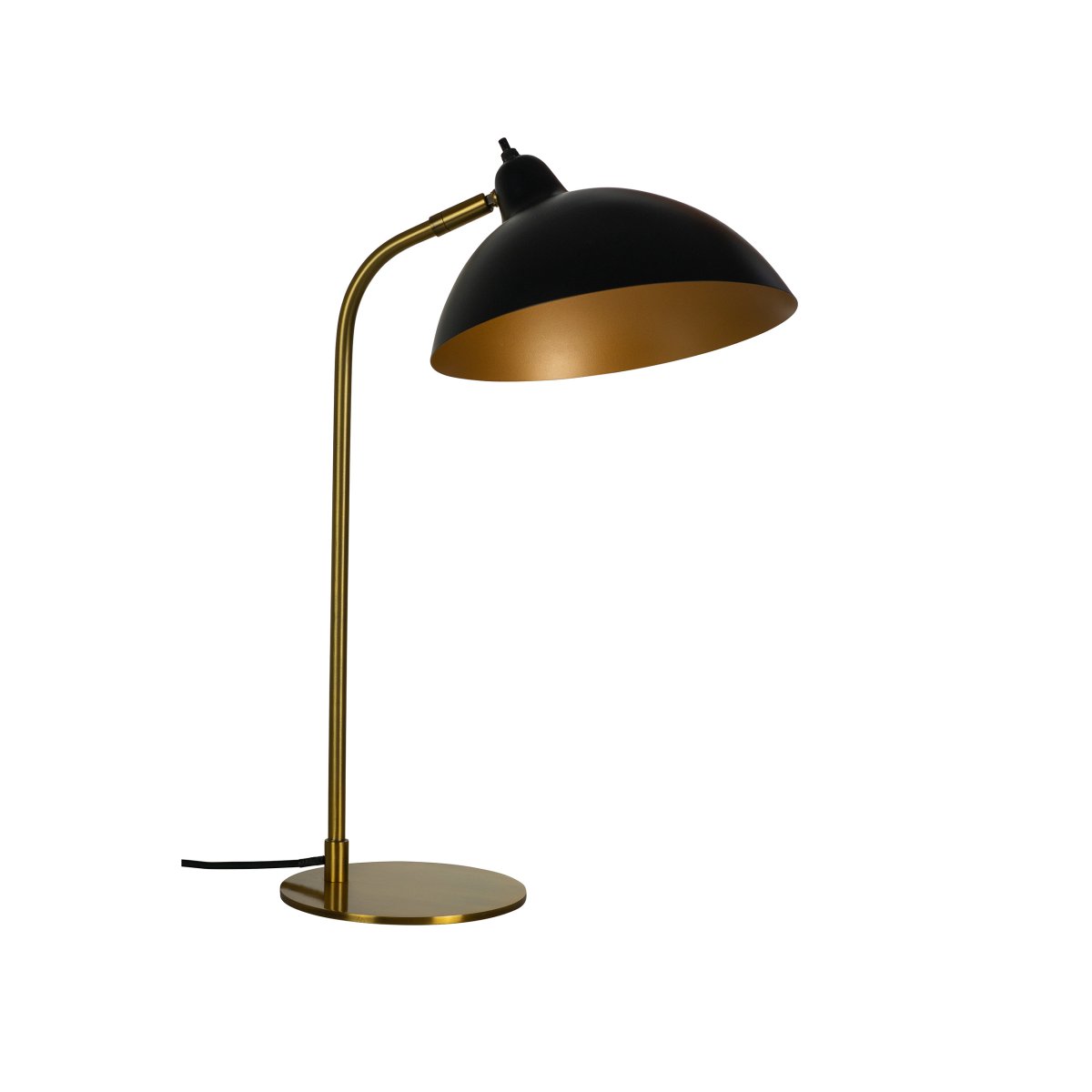 Futura 55cm Messing tafellamp Van Dyberg Larsen - Het zwarte oppervlak en de antieke messingkleurige binnenkant van de lampenkap verspreiden een warm licht en cre&euml;ren een gezellige sfeer in huis.