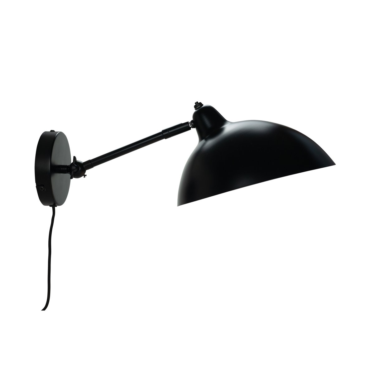 Futura 43cm Zwart wandlamp Van Dyberg Larsen - Gemaakt van metaal met een zwarte buitenkant en een witte binnenkant, wat zorgt voor een minimalistische look.