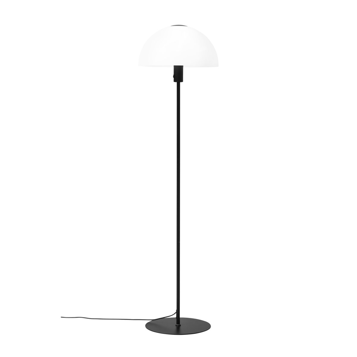 Jazz Zwart vloerlamp Van Dyberg Larsen - Staande lamp in opaalwit glas met een voet in matzwart metaal.