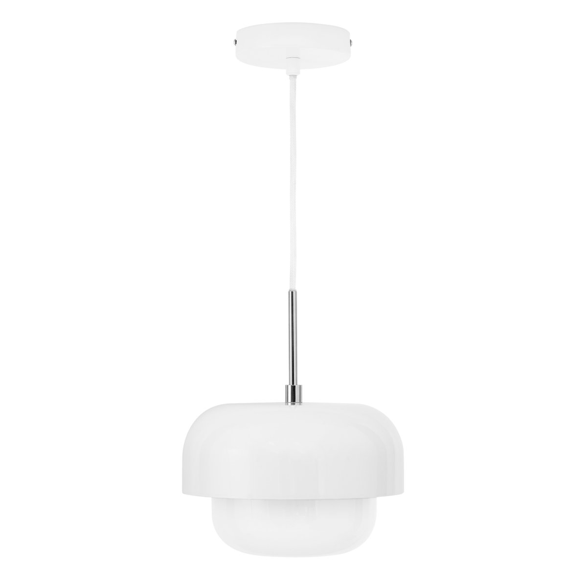 Haipot Ø23 Wit hanglamp Van Dyberg Larsen - De Haipot lamp heeft een elegante lampenkap van opaalglas en een kap van wit metaal.