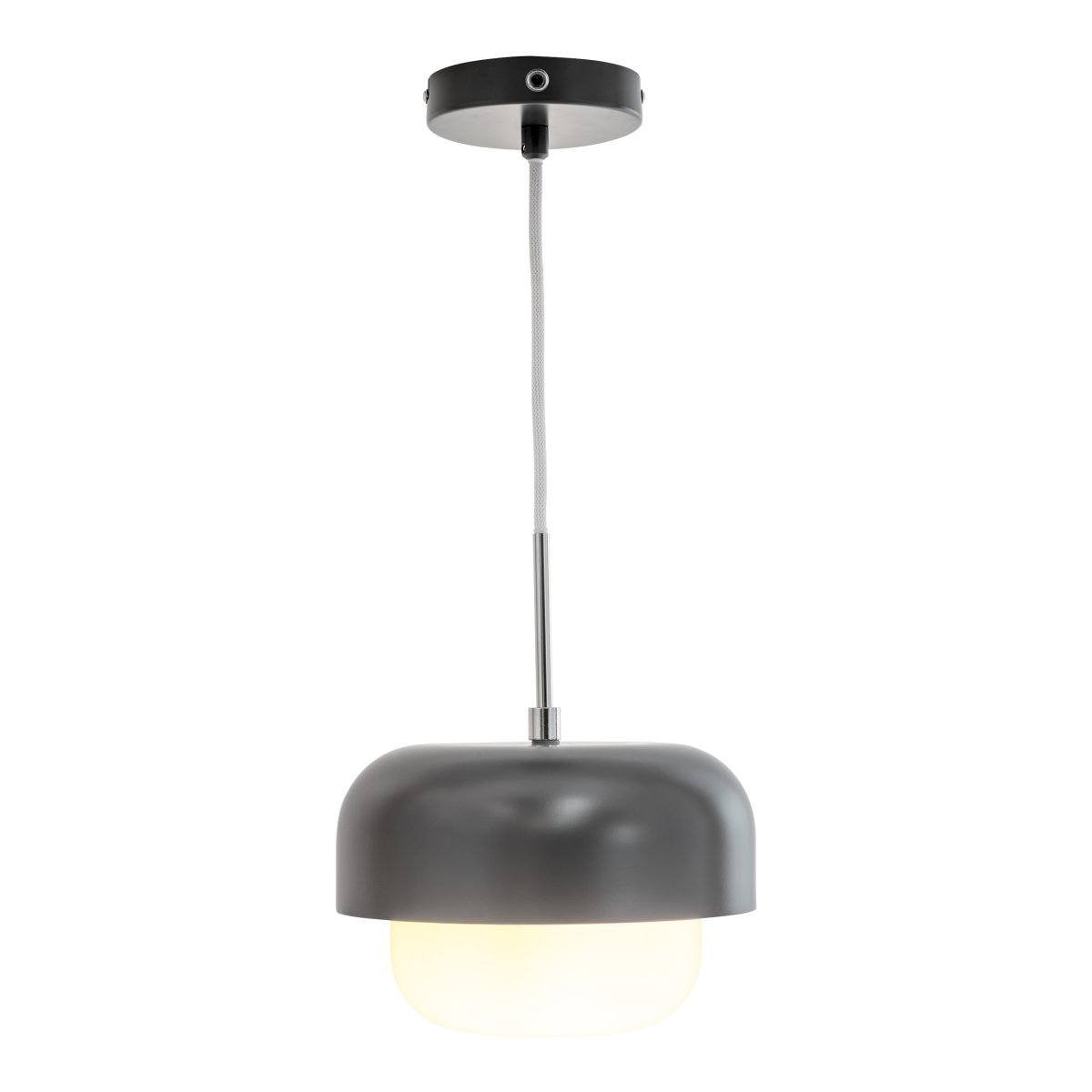 Haipot Ø23 Donkergrijs hanglamp Van Dyberg Larsen - De Haipot lamp heeft een elegante lampenkap van opaalglas en een gedempt grijze kap.