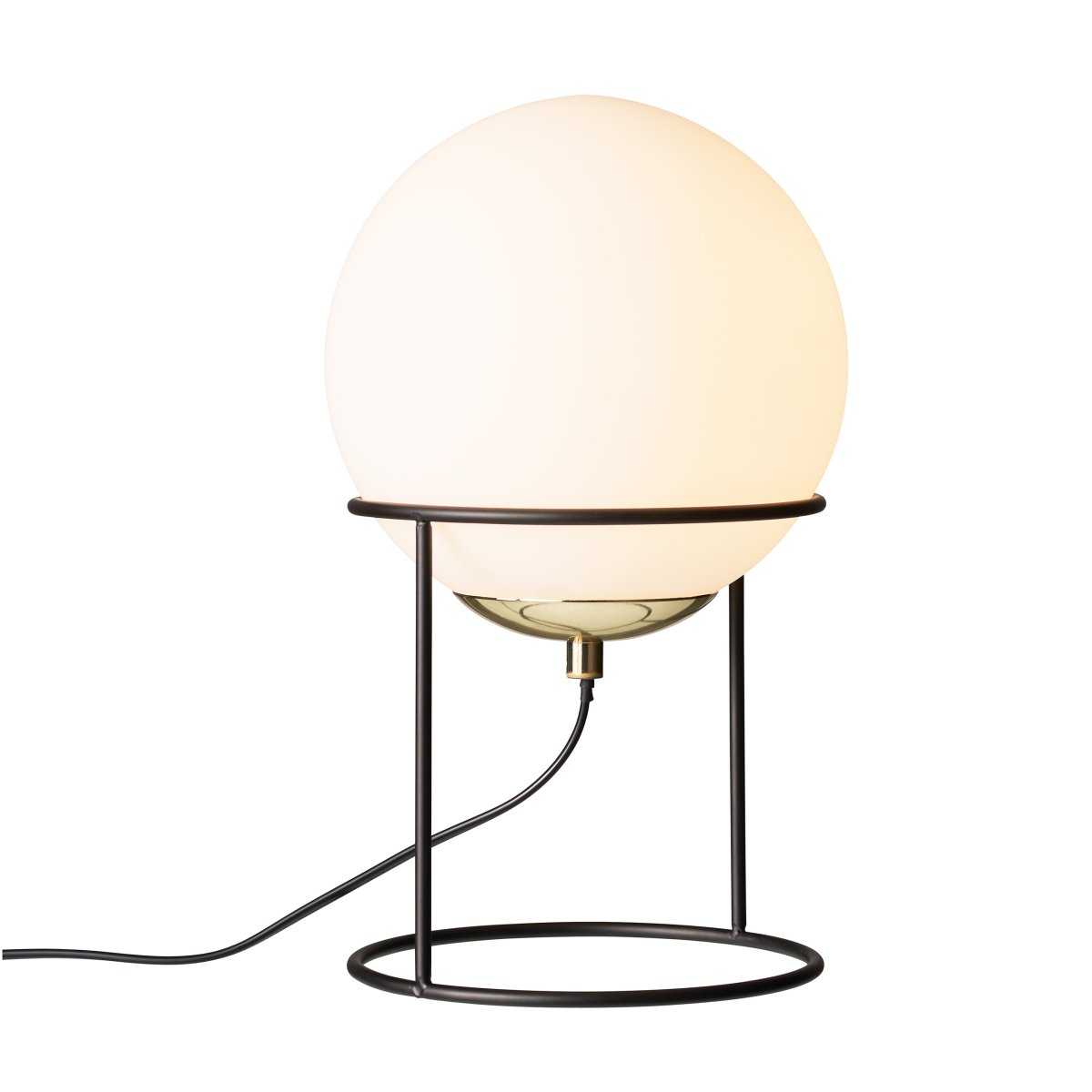 Moon 35cm Zwart tafellamp Van Dyberg Larsen - Deze opaalglasvariant creëert een zacht, niet-verblindend licht dat de ruimte een aangename sfeer geeft.
