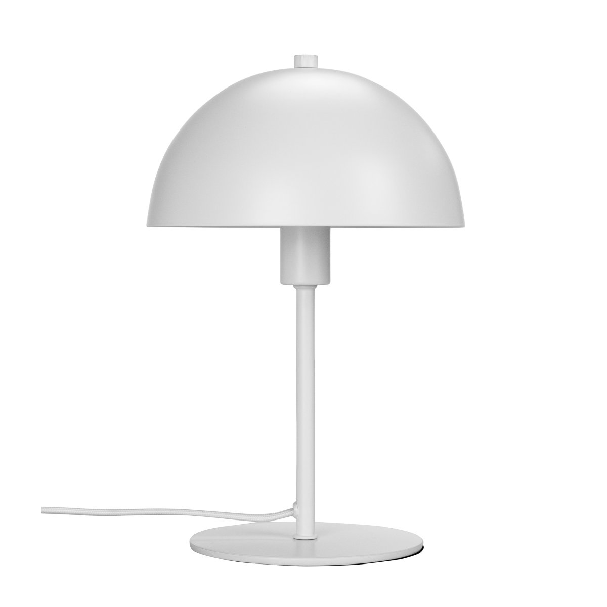 Malmø 30cm Wit tafellamp Van Dyberg Larsen - Gemaakt van metaal met een halfkoepelvormige kap, zorgt het voor een aangenaam, schitteringsvrij licht.