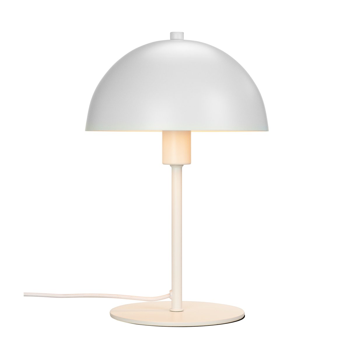 Malmø 30cm Wit tafellamp Van Dyberg Larsen - Gemaakt van metaal met een halfkoepelvormige kap, zorgt het voor een aangenaam, schitteringsvrij licht.