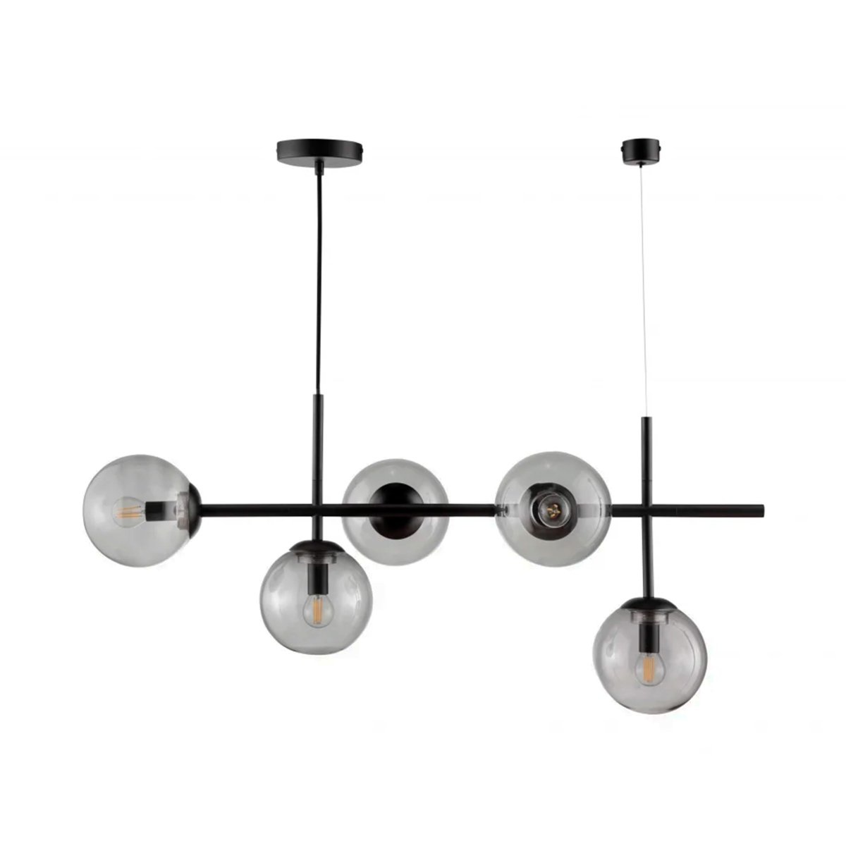 Como 93cm Zwart hanglamp Van Dyberg Larsen - De kappen van gerookt glas verspreiden zacht licht en creëren zo een aangename sfeer voor gezellige diners.