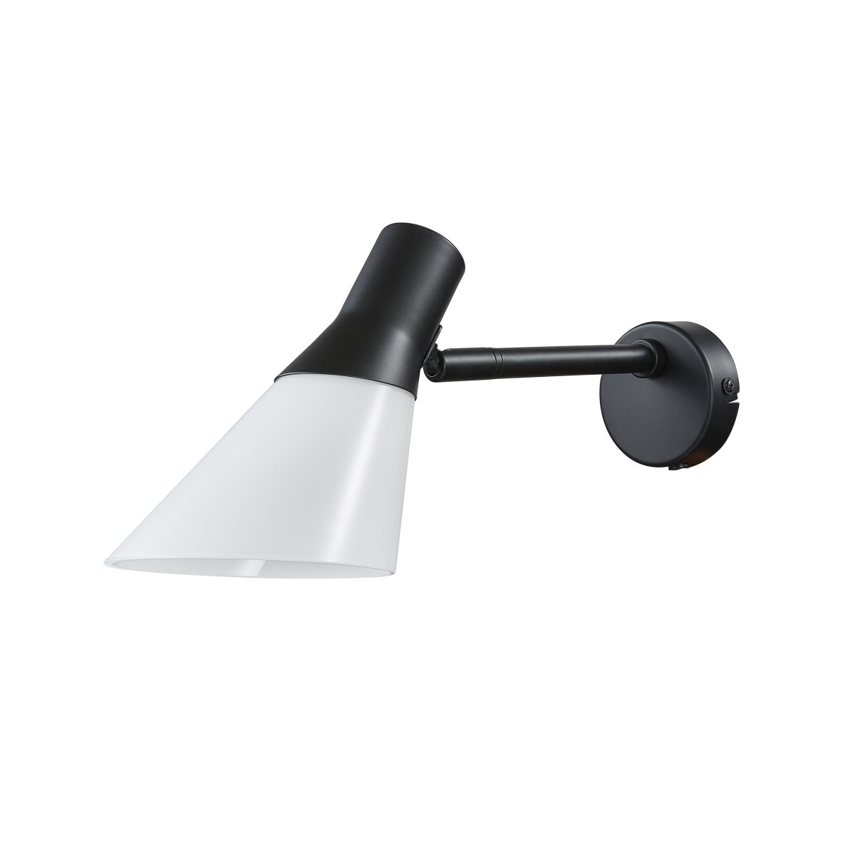 Gent 30cm Zwart wandlamp Van Dyberg Larsen - Gent is een moderne en stijlvolle wandlamp met een lampenkap van opaalglas gecombineerd met zwart metaal.