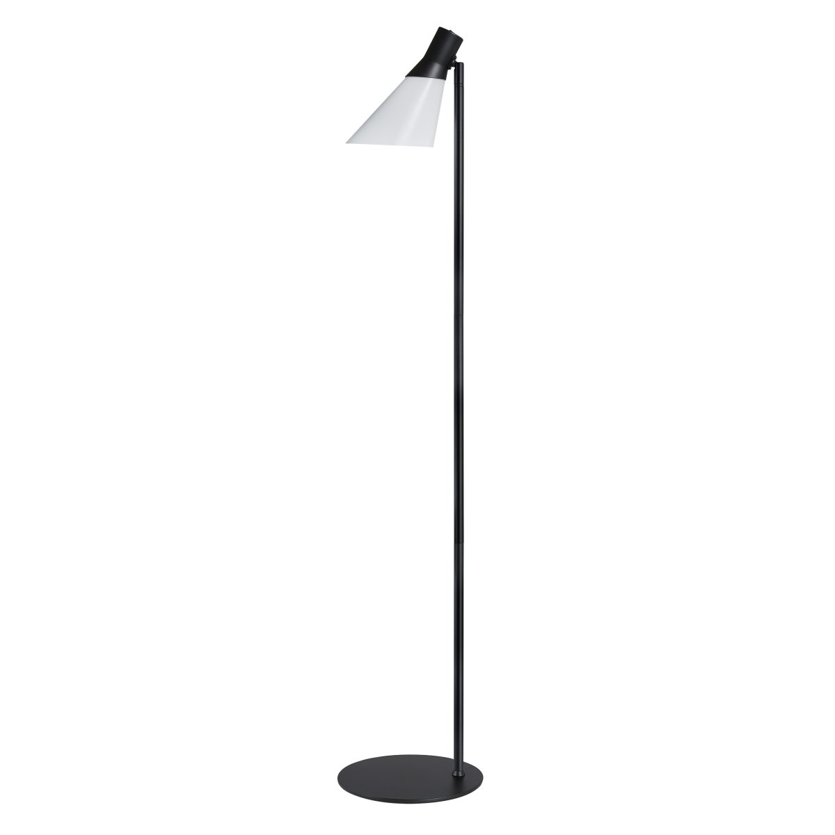 Gent Zwart vloerlamp Van Dyberg Larsen - Gent is een moderne en stijlvolle staande lamp met een lampenkap van opaalglas gecombineerd met zwart metaal.