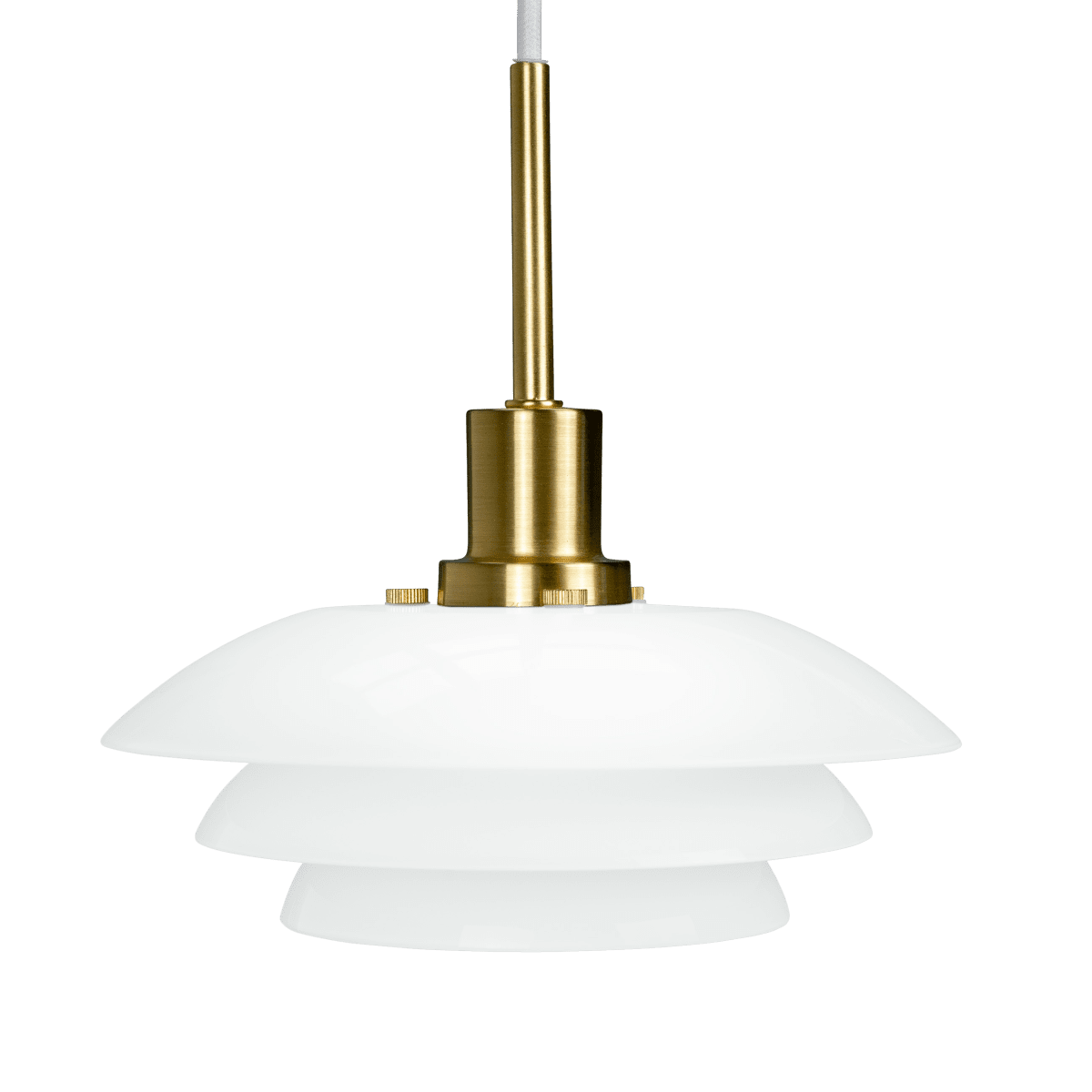 DL20 Ø20 Messing hanglamp Van Dyberg Larsen - De hanger wordt geleverd met een 3 meter lang wit textielsnoer en heeft een klassiek en modern design met mondgeblazen glas.
