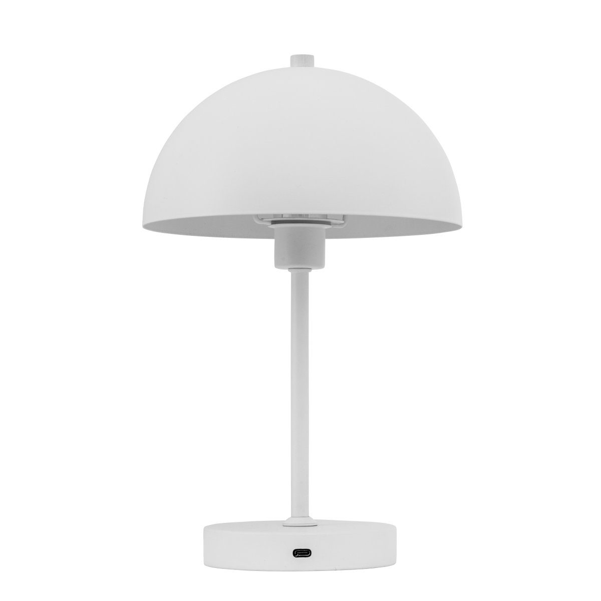 Stockholm 30cm Wit Draagbare Van Dyberg Larsen - De Stockholm LED tafellamp in de kleur wit is een oplaadbare lamp met drie helderheidsniveaus (100%, 50% en 25%), ideaal voor zowel binnen als incidenteel buitengebruik.