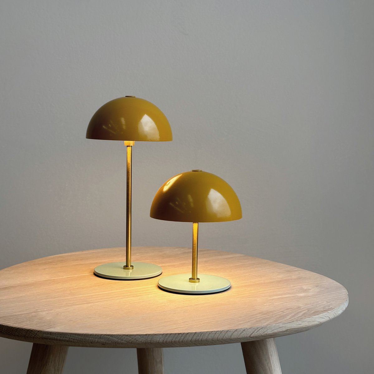 Along set 20cm Veelkleurig Draagbare Van Dyberg Larsen - Deze draadloze lampen zijn gemaakt van messing met gekleurde metalen lampenkappen en bieden drie helderheidsniveaus zonder schittering.