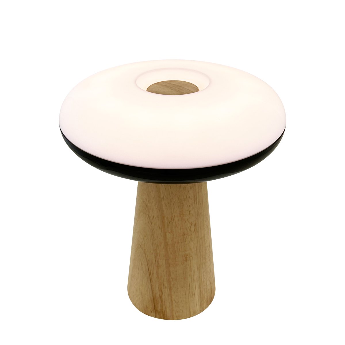 2 Ways 25cm Hout Draagbare Van Dyberg Larsen - Met een basis van natuurlijk hout, stijlvolle contrasten in zwart en wit en drie helderheidsniveaus die u met de knop op de lampenkap kunt instellen, creëert u eenvoudig de juiste sfeer.