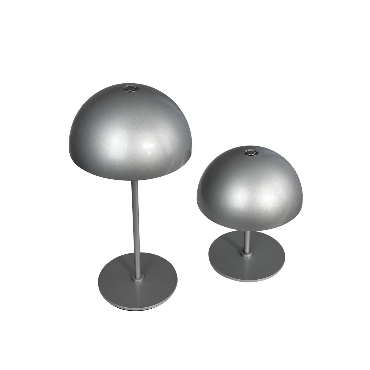 Along set 20cm Zilver Draagbare Van Dyberg Larsen - De Along mini tafellamp in een 2-pack combineert stijlvolle LED-verlichting en soepele touchtechnologie in een tijdloos, zilverkleurig design.
