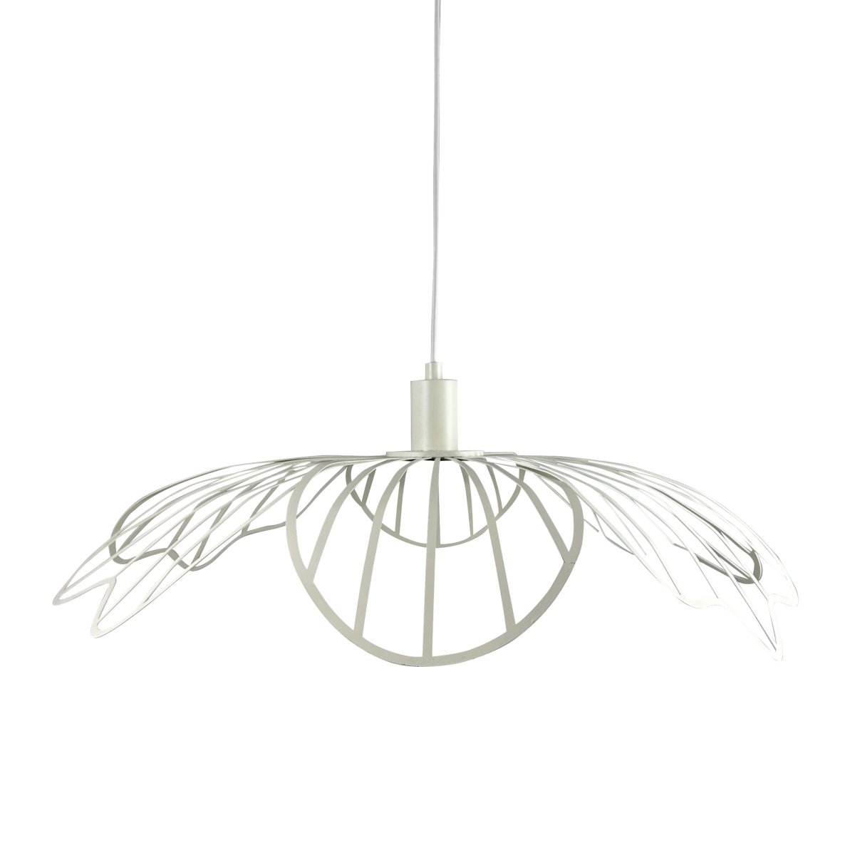 Blumen Ø60 Parelwit hanglamp Van Dyberg Larsen - Den sprider ett sofistikerat ljus och fungerar som en unik mittpunkt i hemmet, vare sig den h&auml;nger &ouml;ver matbordet, i vardagsrummet eller i entr&eacute;n.